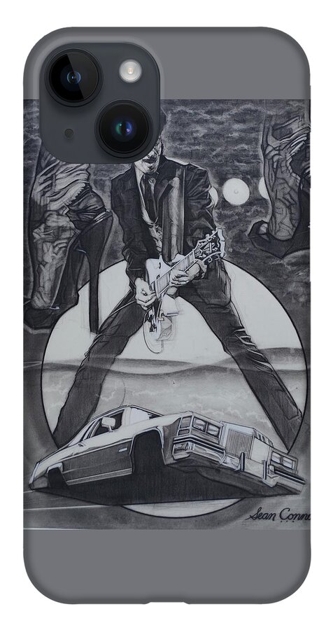 Charcoal Pencil iPhone 14 Case featuring the drawing Mink DeVille by Sean Connolly