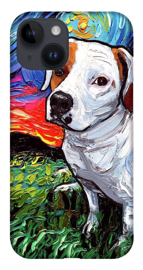 Pitbull iPhone 14 Case featuring the painting Miss Mickey by Aja Trier