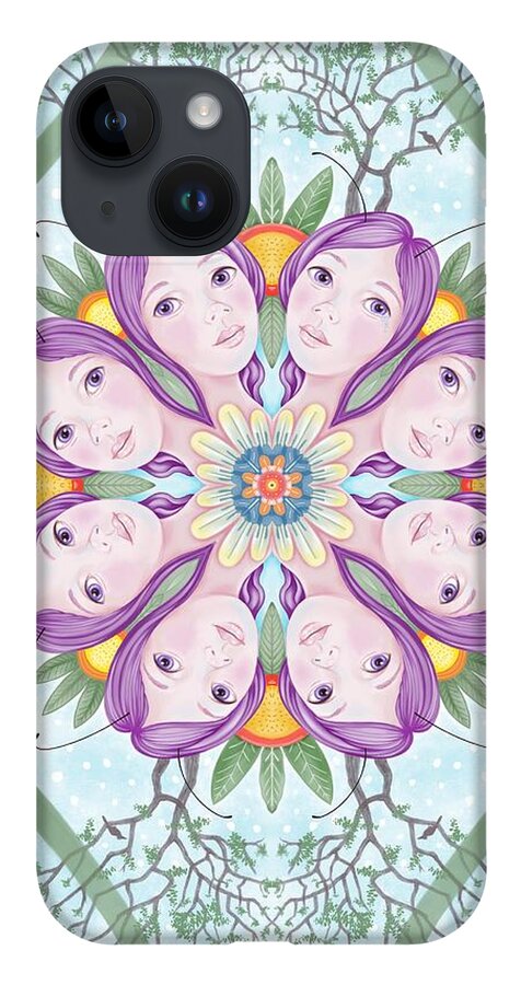 Fantasy iPhone 14 Case featuring the digital art Miss Violet Kaleidoscope by Valerie White