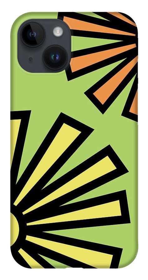 Mod iPhone Case featuring the digital art Mod Flowers 4 on Green by Donna Mibus