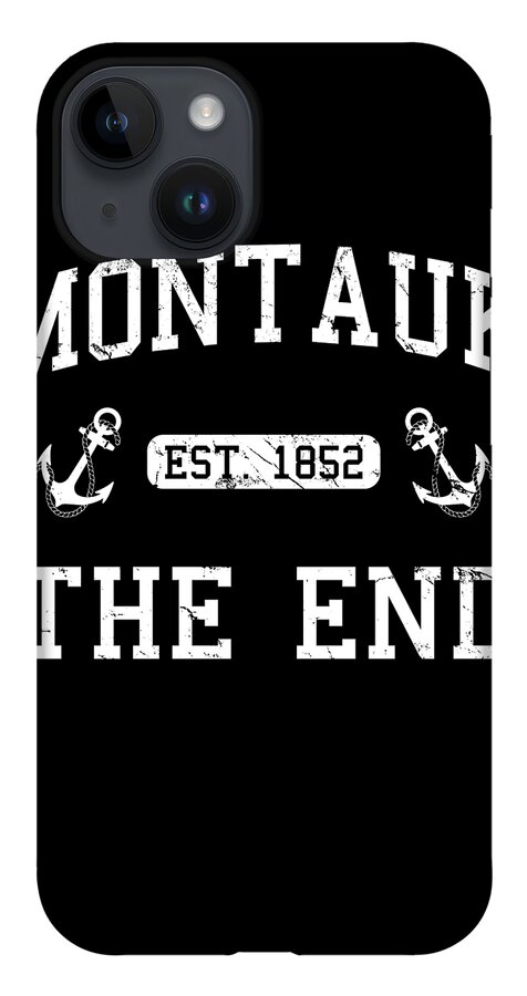 Funny iPhone 14 Case featuring the digital art Montauk Established 1852 by Flippin Sweet Gear