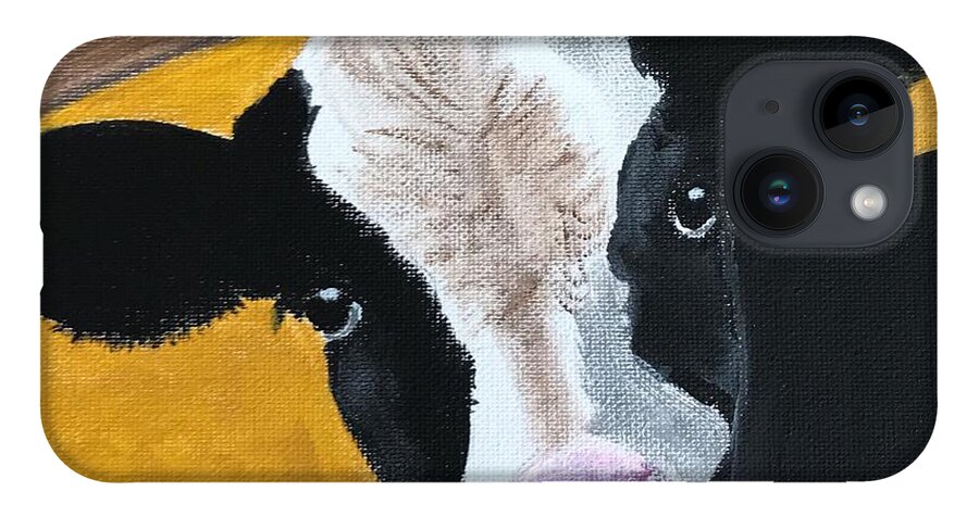 Pets iPhone 14 Case featuring the painting Moo Cow by Kathie Camara