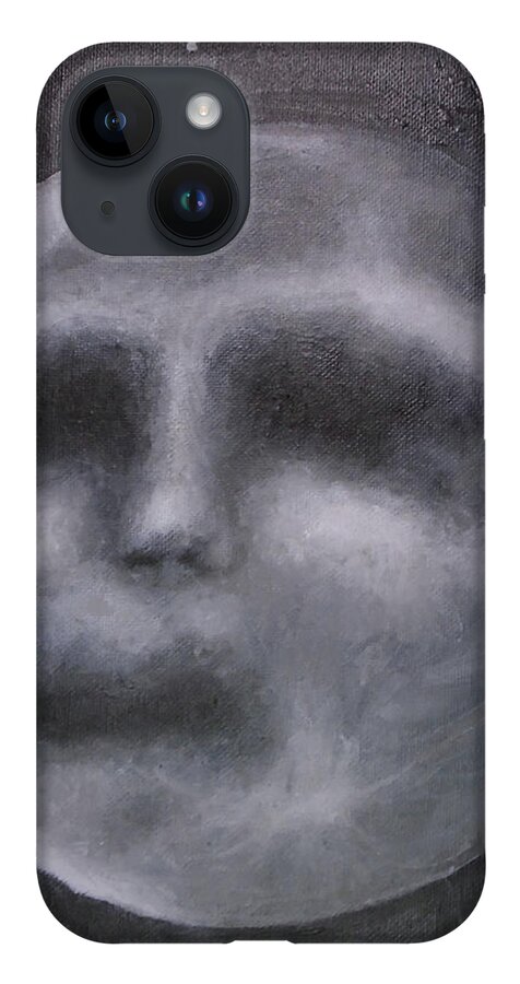 Moon iPhone 14 Case featuring the painting Moon Man by Jen Shearer