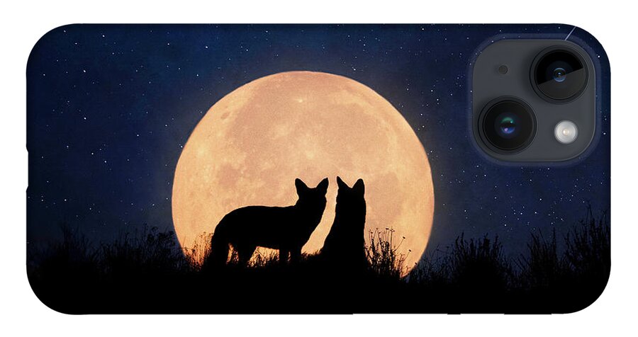 Coyote iPhone 14 Case featuring the digital art Moonrise by Nicole Wilde