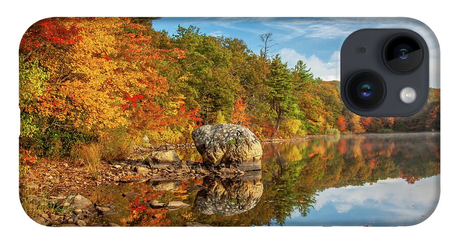 Frog Rock iPhone 14 Case featuring the photograph Morning reflection of fall colors by Jeff Folger