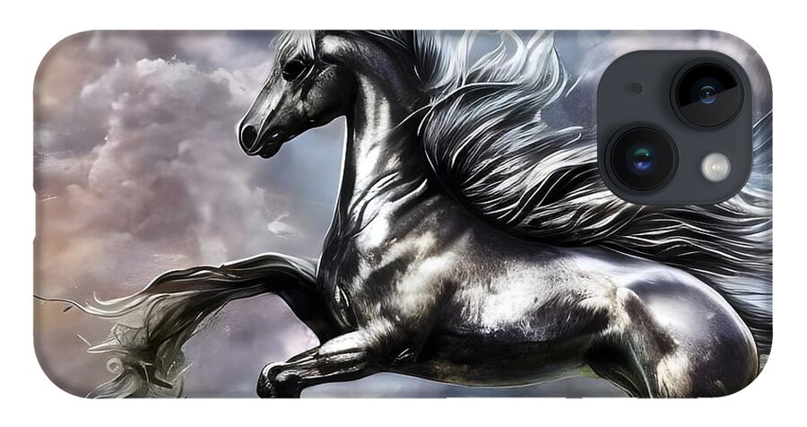 Digital Horse Silver Morphing iPhone Case featuring the digital art Morphing by Beverly Read