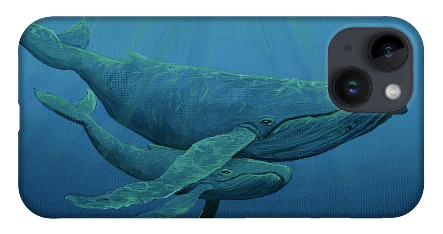 Animal iPhone 14 Case featuring the painting Mother and Baby Humpback by Darice Machel McGuire