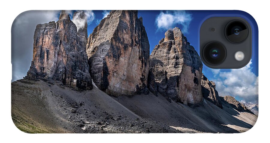 Alpine iPhone Case featuring the photograph Mountain Formation Tre Cime Di Lavaredo In The Dolomites Of South Tirol In Italy by Andreas Berthold