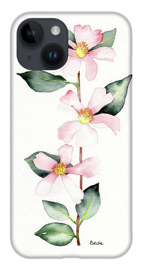 Flower Watercolor Pink Green Camellia iPhone 14 Case featuring the painting My Favorite by Catherine Bede
