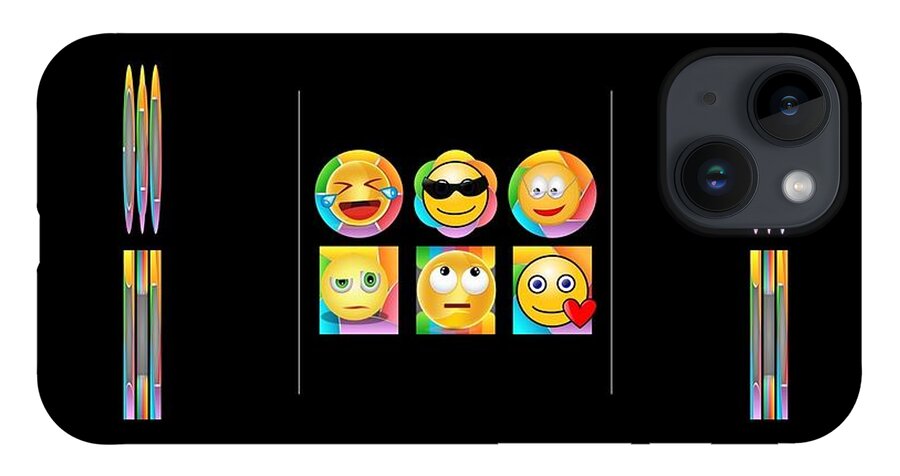 Emoji iPhone 14 Case featuring the mixed media My Little Friends Are Emoji People by Nancy Ayanna Wyatt