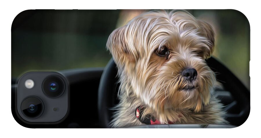 Dog iPhone 14 Case featuring the photograph My Turn to Drive by Linda Villers