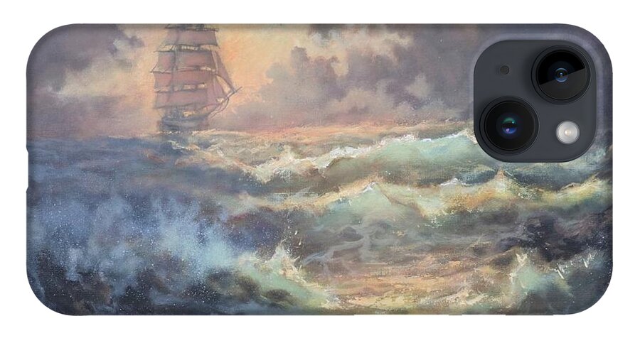 Mysterious Island iPhone 14 Case featuring the painting Mysterious Island by Tom Shropshire