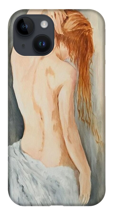Nude iPhone Case featuring the painting Mystery by Juliette Becker
