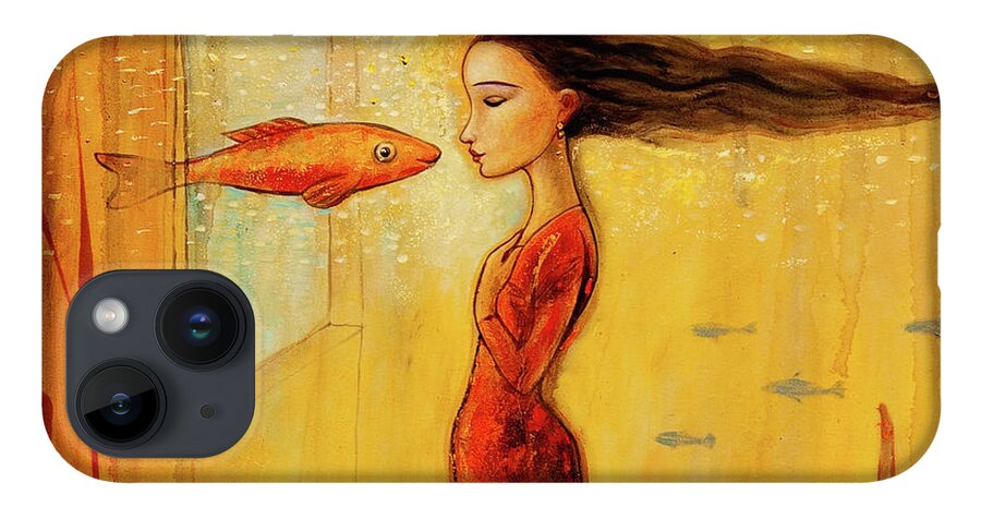 Mermaid iPhone 14 Case featuring the painting Mystic Mermaid by Shijun Munns