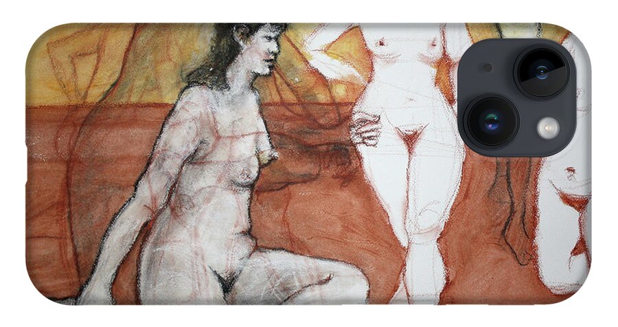 Female Nude iPhone Case featuring the mixed media Natalie by PJ Kirk