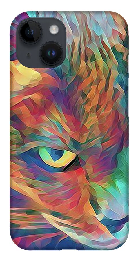Cat iPhone 14 Case featuring the photograph Neon Cat 2 by Mary Walchuck