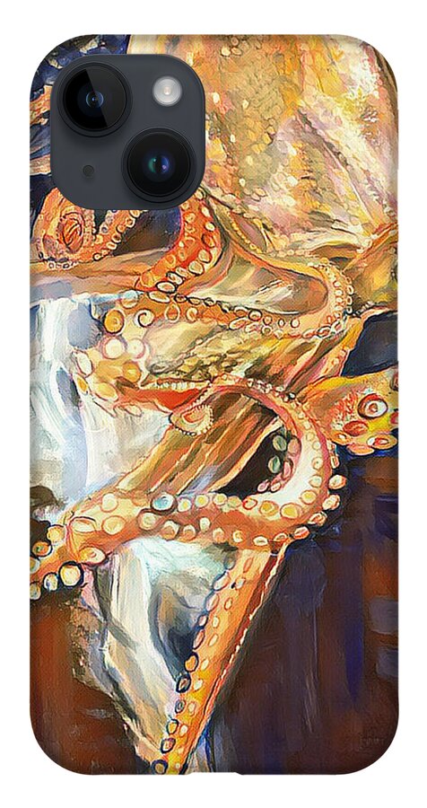 Octopus iPhone 14 Case featuring the painting Neurons by Try Cheatham