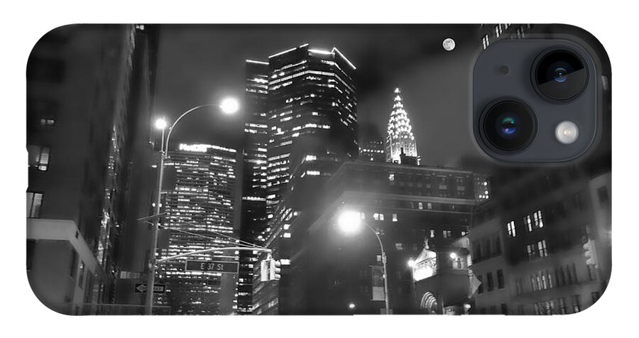 New York iPhone 14 Case featuring the photograph New York City at Night Full Moon by Russel Considine