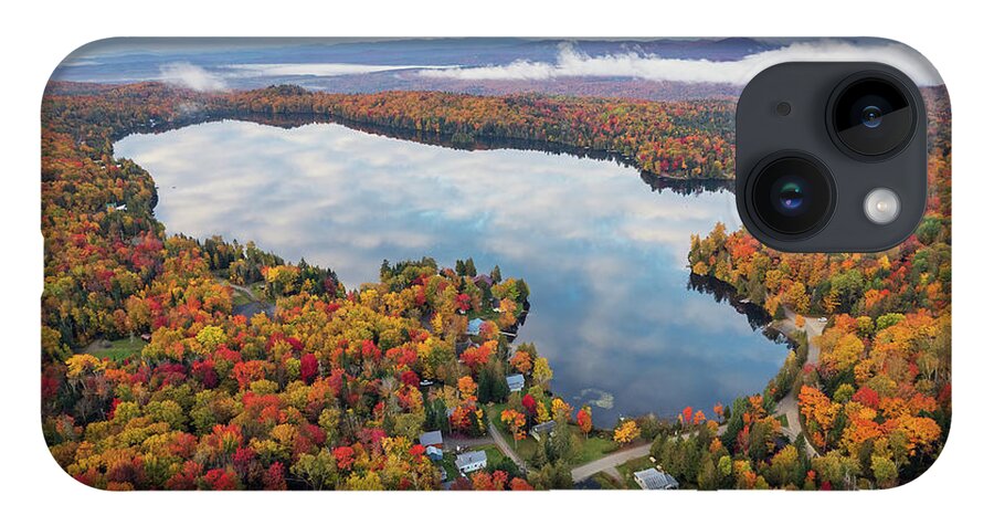  iPhone 14 Case featuring the photograph Newark Pond Vermont Fall Reflection #3 by John Rowe