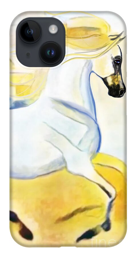 Equestrian Art iPhone 14 Case featuring the digital art NFT Cantering Horse 008 by Stacey Mayer by Stacey Mayer
