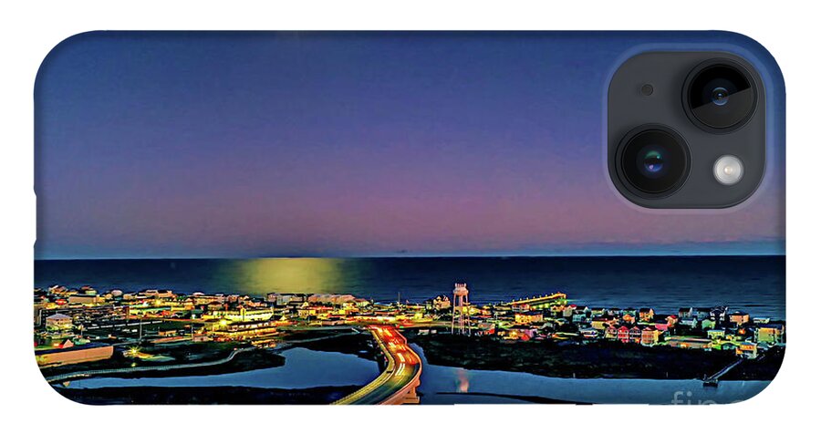 Moon iPhone 14 Case featuring the photograph Night Moon over Topsail by DJA Images