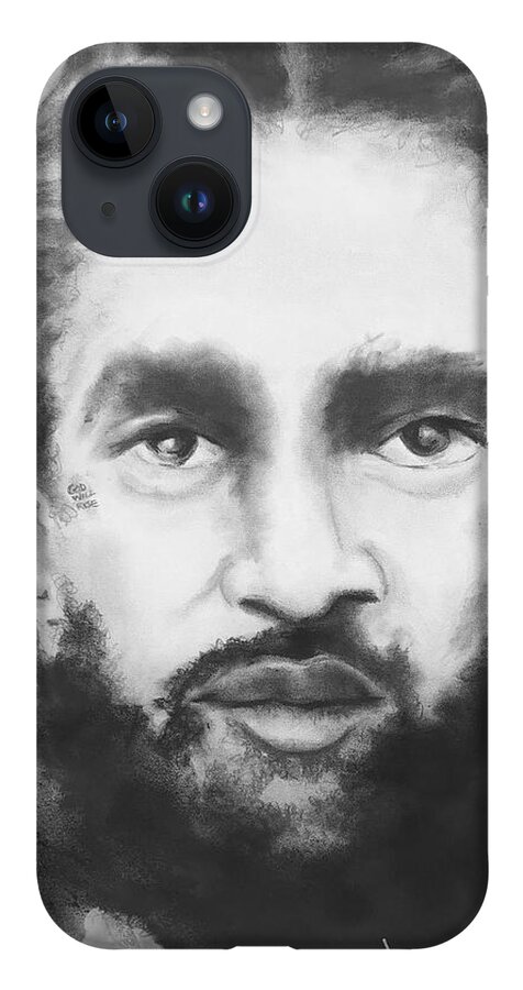 iPhone 14 Case featuring the drawing Nipsey by Angie ONeal
