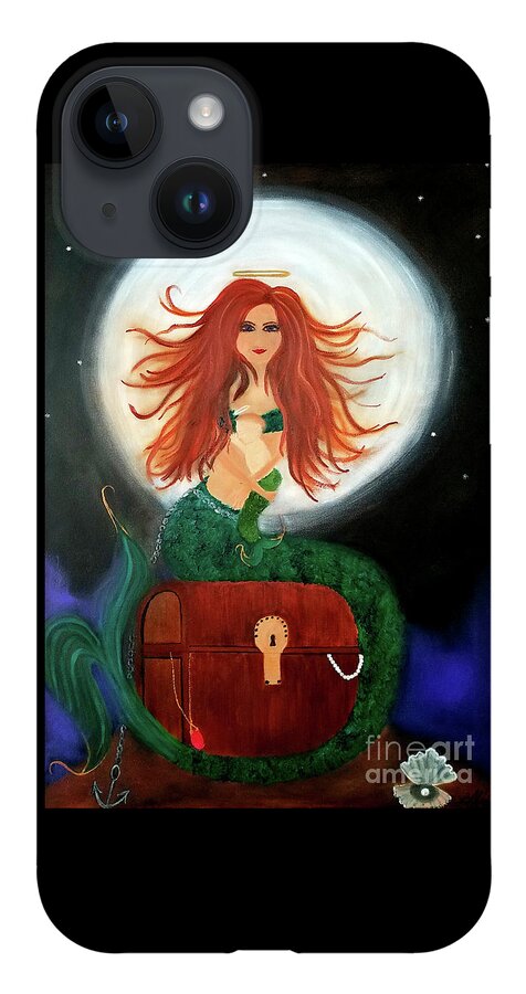 Mermaid iPhone Case featuring the painting No Greater Treasure by Artist Linda Marie