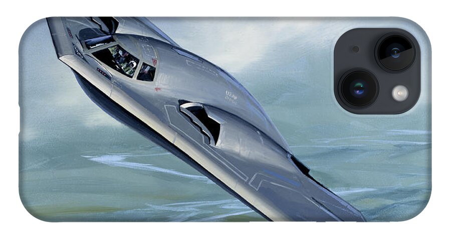 Aircraft iPhone 14 Case featuring the painting Northrop B-2 Spirit Stealth Bomber by Jack Fellows