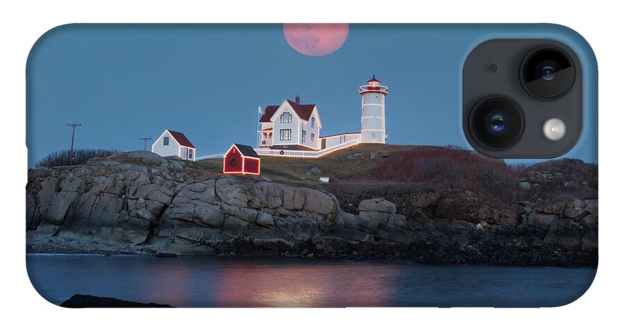 Cape Neddick iPhone Case featuring the photograph Nubble Lighthouse lit for the season by Jeff Folger