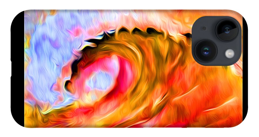 Ocean Wave iPhone 14 Case featuring the digital art Ocean Wave in Flames by Ronald Mills