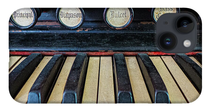 Old Organ Principal Diaposon Dulcet Bass Coupler Diaposon Forte         iPhone 14 Case featuring the photograph Old Organ by David Morehead