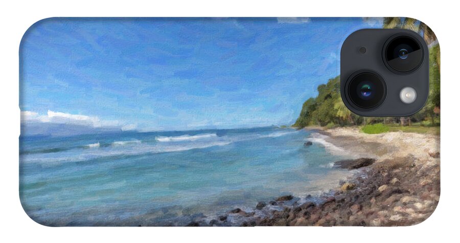 Lahaina iPhone 14 Case featuring the painting Olowalu Beach by Chris Spencer