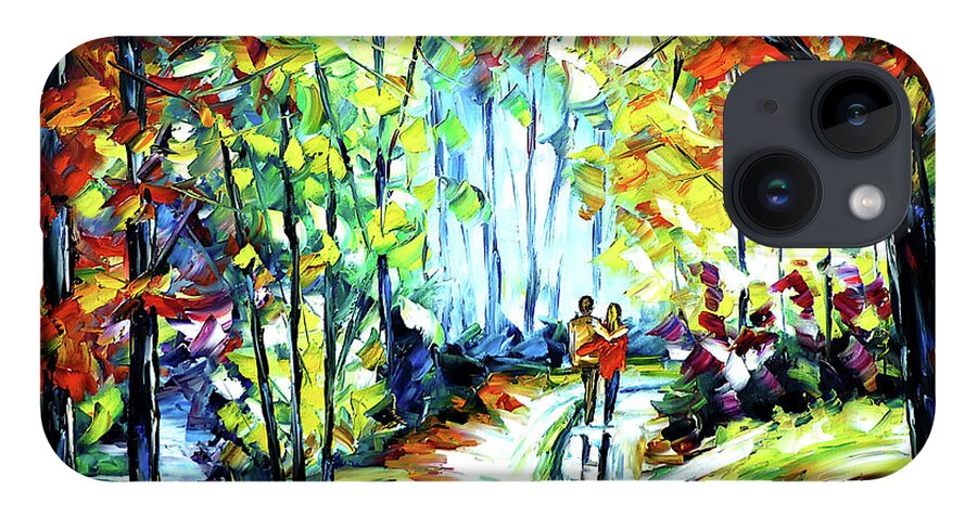 Autumn Walk iPhone 14 Case featuring the painting On An Autumn Day by Mirek Kuzniar