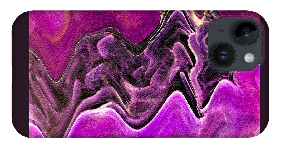 Abstract iPhone 14 Case featuring the digital art Open Oyster Abstract - Purple by Ronald Mills