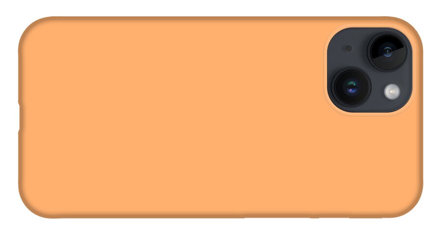 Orange iPhone 14 Case featuring the digital art Orange Solid Color match for Love and Peace Design by Delynn Addams
