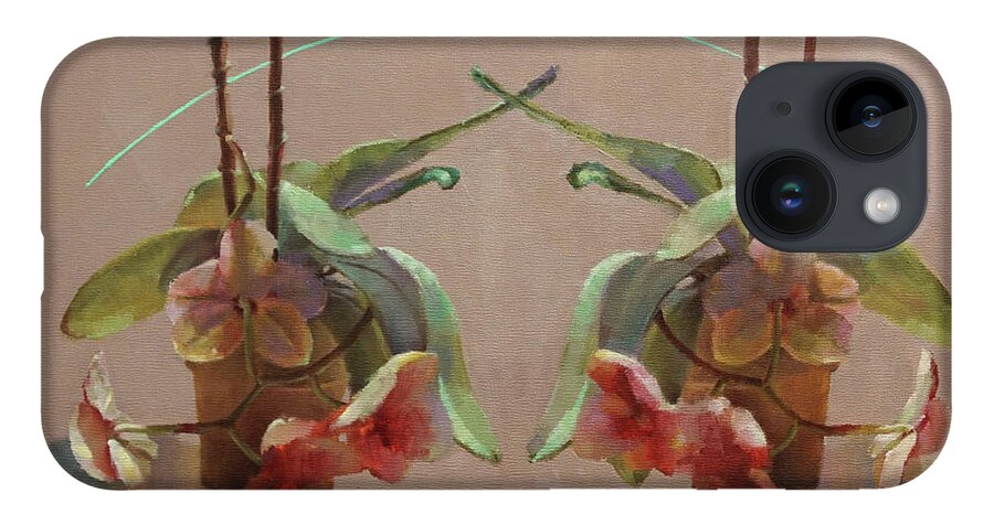 Orchids iPhone 14 Case featuring the painting Orchid Duo by Cathy Locke