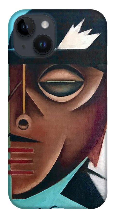 Jazz iPhone 14 Case featuring the painting Osby/ Jazz- Last Hat of Mr. Gutterman by Martel Chapman