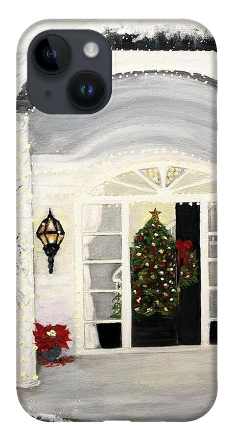 Home iPhone Case featuring the painting Our Christmas Dreamhome by Juliette Becker