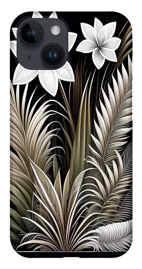 Palm Leaves iPhone Case featuring the digital art Palm Leaves by Lori Hutchison