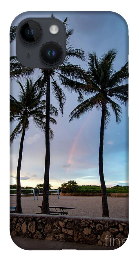 Rainbow iPhone Case featuring the photograph Palm Tree Rainbow, South Beach, Miami, Florida by Beachtown Views