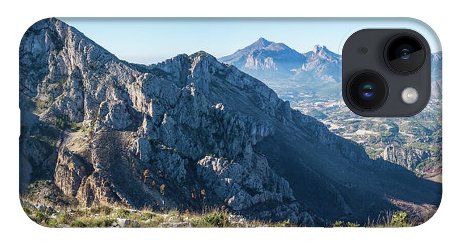 Mountains iPhone 14 Case featuring the photograph Panorama of a blue mountain landscape by Adriana Mueller