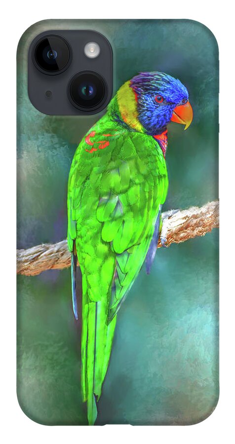 Bird iPhone Case featuring the mixed media Parrot Bird 80 by Lucie Dumas