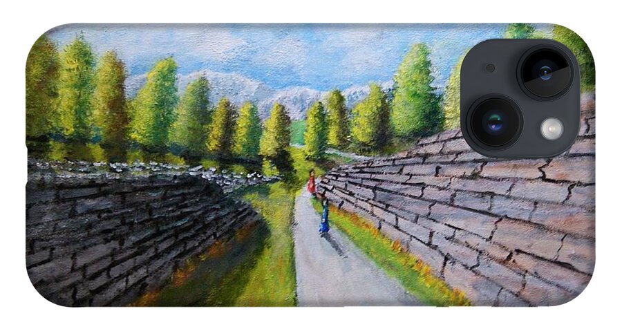 Landscape iPhone 14 Case featuring the painting Between The Walls Path by Gregory Dorosh