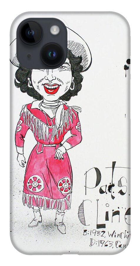  iPhone 14 Case featuring the drawing Patsy Cline by Phil Mckenney