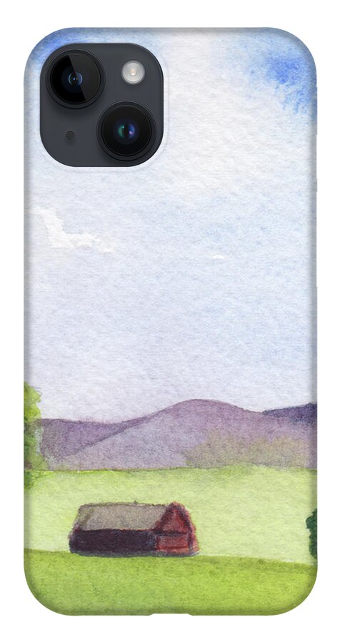Berkshires iPhone 14 Case featuring the painting Pause at Barn by Anne Katzeff