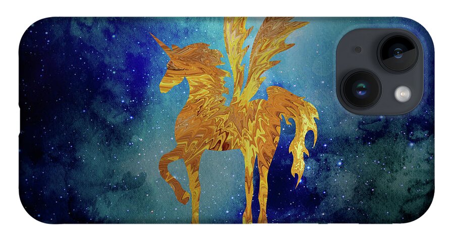 Pegasus iPhone 14 Case featuring the digital art Pegasus in Space by Sambel Pedes