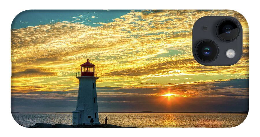 Peggy's Cove iPhone 14 Case featuring the photograph Peggy's Cove Lighthouse at Sunset by Tatiana Travelways
