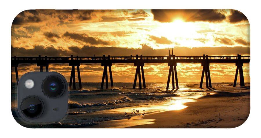 Sun iPhone Case featuring the photograph Pensacola Beach Fishing Pier at Sunset by Beachtown Views