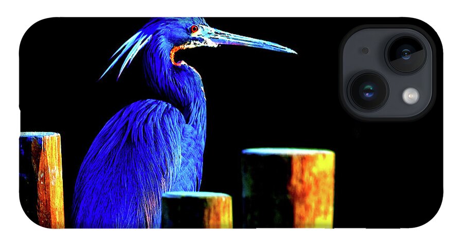 Wildlife iPhone 14 Case featuring the digital art Pensive Blue Heron by SnapHappy Photos