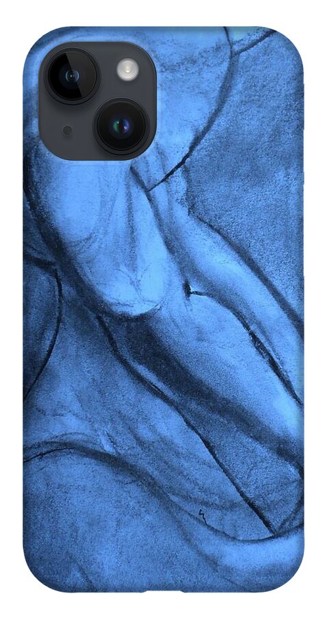 Nude iPhone 14 Case featuring the drawing Pentimenti by VIVA Anderson